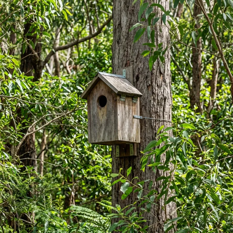 Animal nesting box installed as a humane alternative to a Beaumaris roof cavity