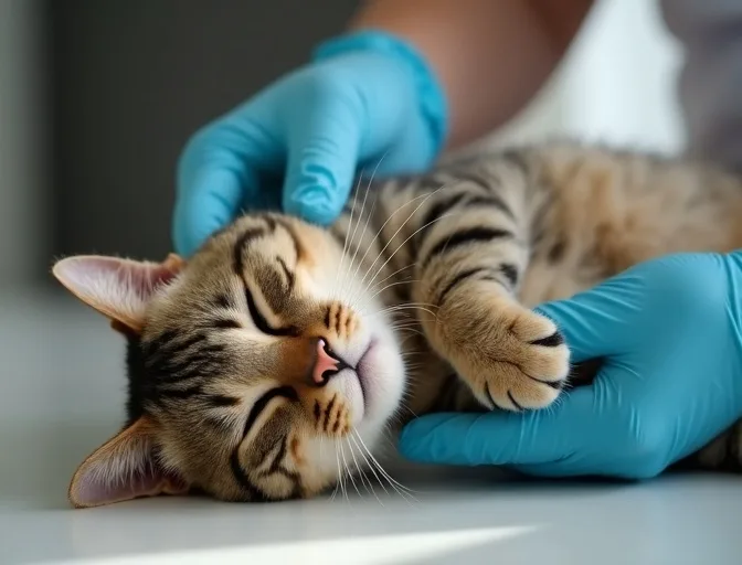 Specialist carefully handling a deceased cat with dignity in Beaumaris
